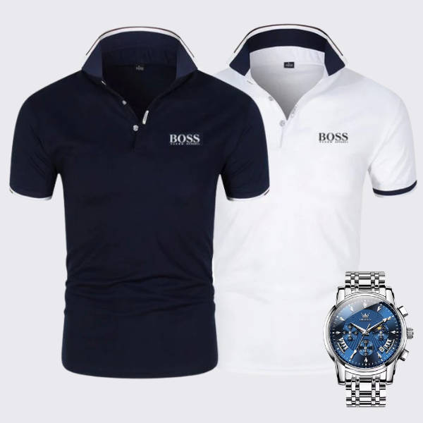 [2 pour 1] Pack Duo Polos Premiere + Montre Exclusive OFFERTE