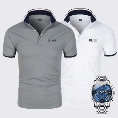 [2 pour 1] Pack Duo Polos Premiere + Montre Exclusive OFFERTE