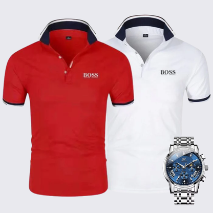 [2 pour 1] Pack Duo Polos Premiere + Montre Exclusive OFFERTE